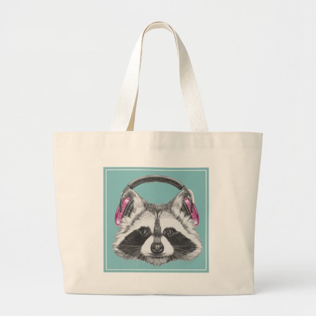Grand Tote Bag Raton laveur d'écouteurs (Devant)