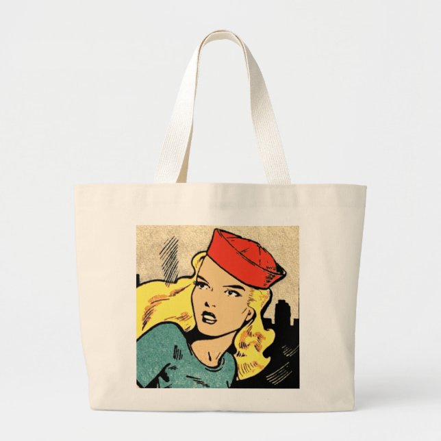 Grand Tote Bag Raviver Blond Comic Book Heroine (Devant)