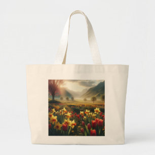 Grand Tote Bag Rayon de fleur du printemps