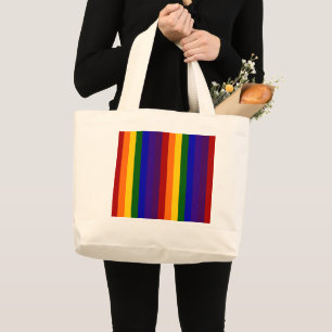Grand Tote Bag Rayures arc-en-ciel