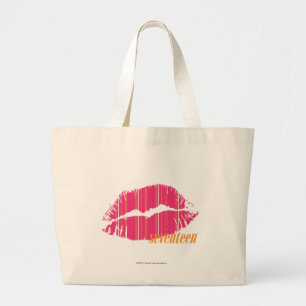 Grand Tote Bag Rayures minces magenta