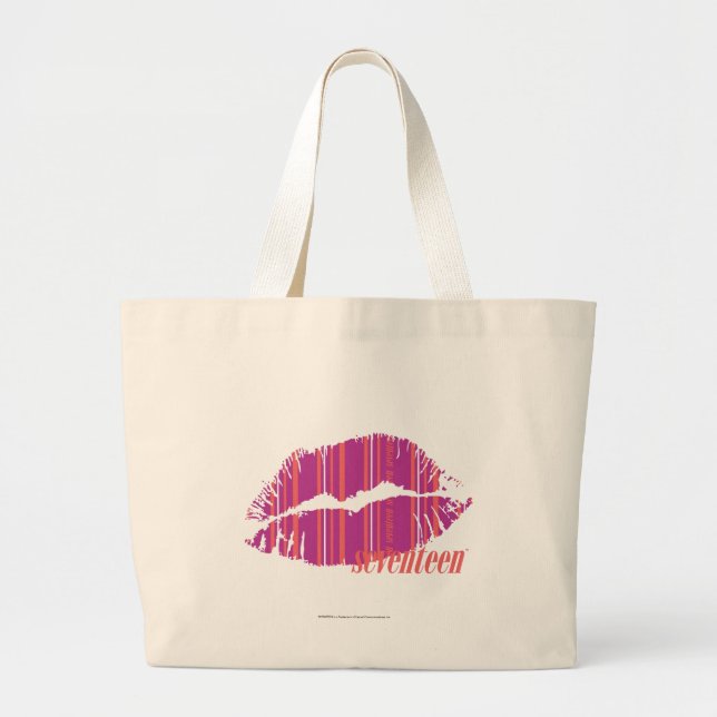 Grand Tote Bag Rayures minces pourpres (Devant)
