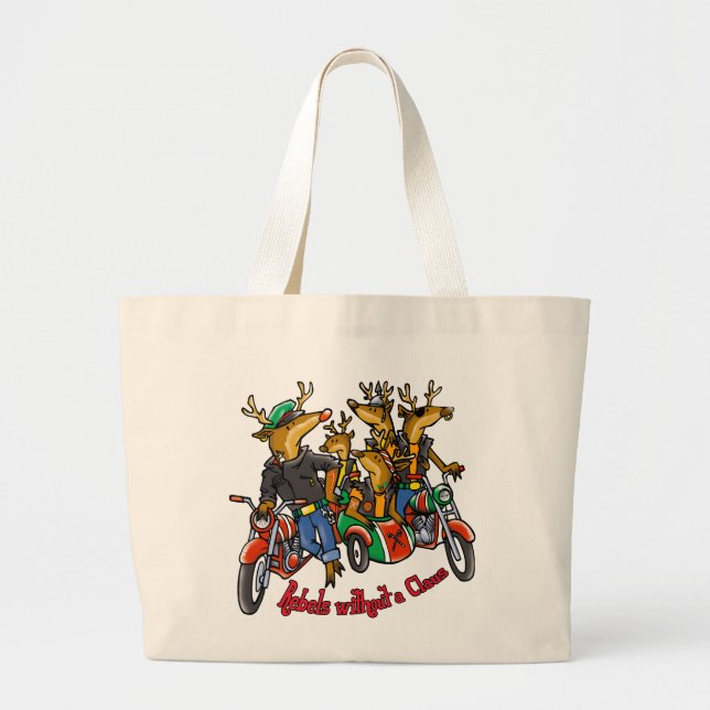 Grand Tote Bag Rebelles sans bande dessinée de vacances de renne (Devant)