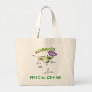GRAND TOTE BAG RECETTE DE MARGARITA ART COCKTAIL