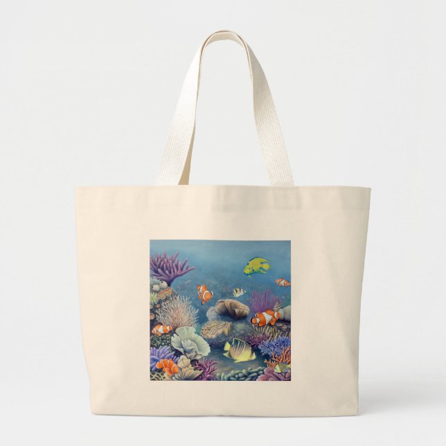 Grand Tote Bag Récif coralien (Devant)