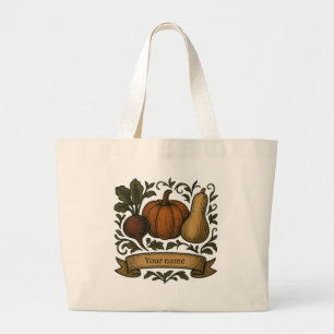 Grand Tote Bag Récolte d'automne personnalisée couleur