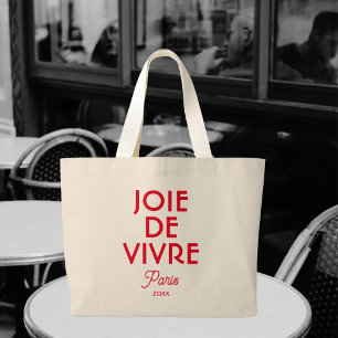 Grand Tote Bag Red Joie De Vivre Paris Année Personnalisée França