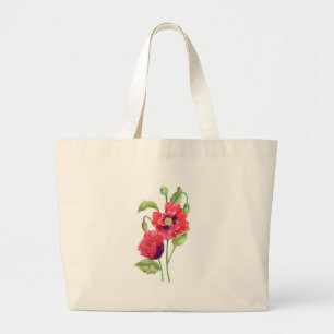 Grand Tote Bag Red Poppies Floral Art