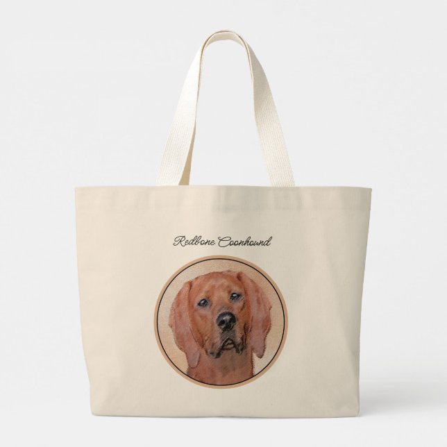 Grand Tote Bag Redondance Redonhound Peinture mignonne Chien Art  (Dos)