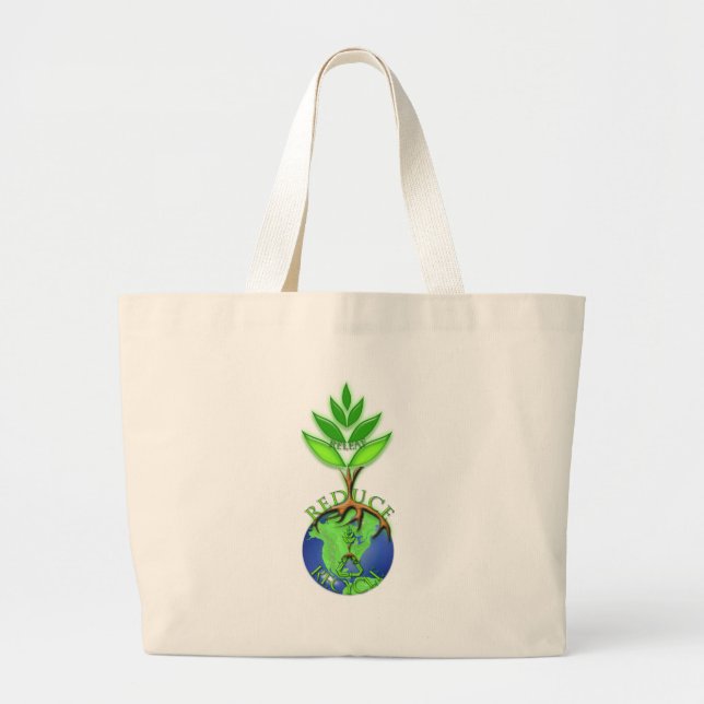 Grand Tote Bag Réduire Recycler Réutiliser (Devant)