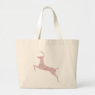 Grand Tote Bag Reindeer Word Art Rudolph Blixem Comet Cupide