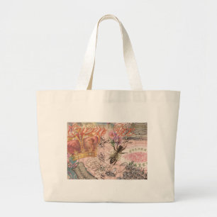 Grand Tote Bag Reine Abeille Vintage Beau Collage