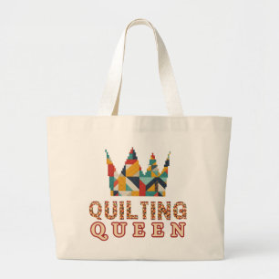 Grand Tote Bag Reine du patchwork - Quileuse drôle - Amoureux de