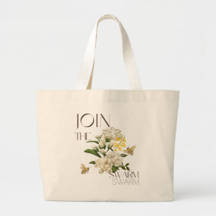 Grand Tote Bag Rejoignez l'essaim Abeille à miel vintage pour les