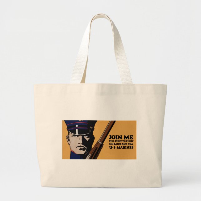 Grand Tote Bag Rejoignez-moi ~ US Marines (Devant)