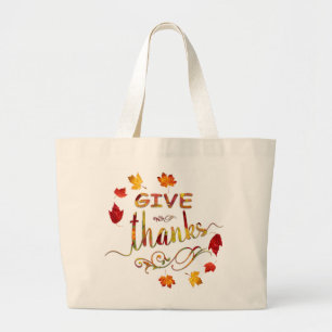 Grand Tote Bag Remercier Automne Russe Thanksgiving Monogramme