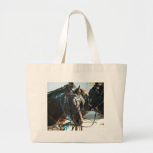 Grand Tote Bag Rencontre avec les Chevaux de Buggy Amish