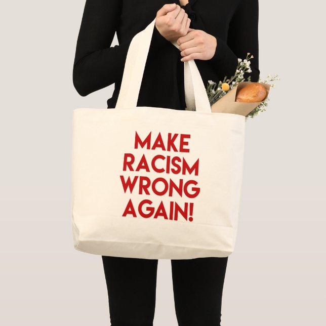 Grand Tote Bag Rendez le racisme faux ! Manifestation contre Trum (Devant (produit))