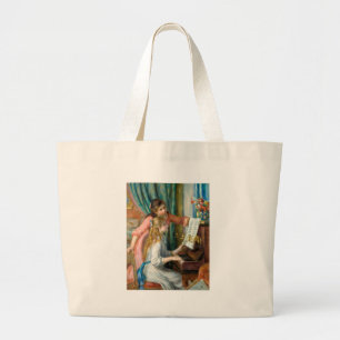 Grand Tote Bag Renoir Deux Jeunes Filles au Piano Impression Musi