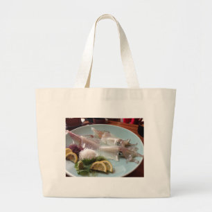 Grand Tote Bag Repas japonais de sashimi de calamar servi déjeune