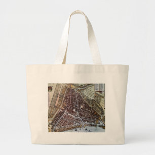 Grand Tote Bag Réplique carte de la ville de Rotterdam 1652