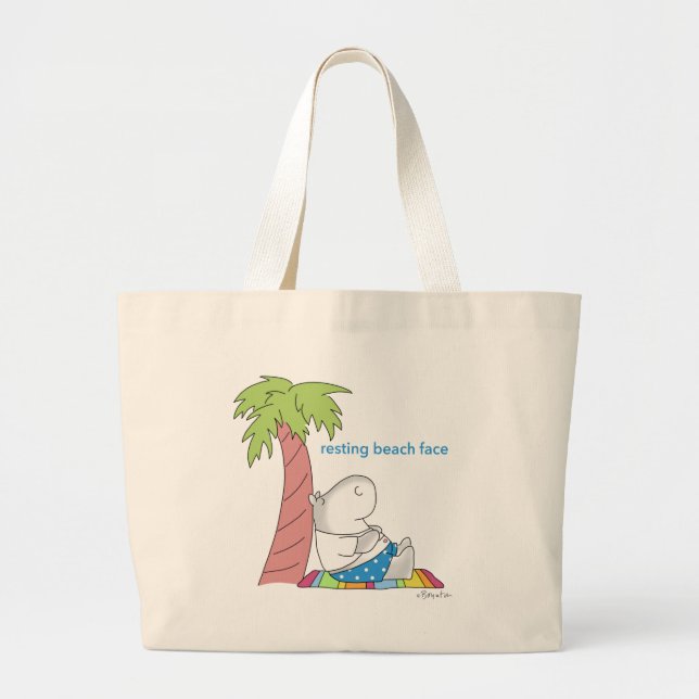 Grand Tote Bag REPOS PLAGE FACE Bouton ventre Hippo Boynton (Devant)