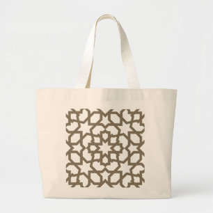 Grand Tote Bag Réseau couleur or de mosaïque de la géométrie