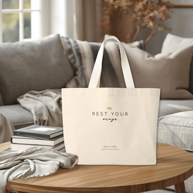 Grand Tote Bag Rest Your Wings Personalized Cancer Support Gift (Cancer Care Hospital Tote Bag)