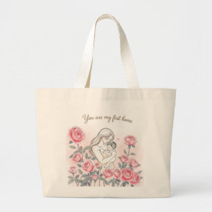 Grand Tote Bag Reste Sauvage, Lune   Tot de jardin de minuit