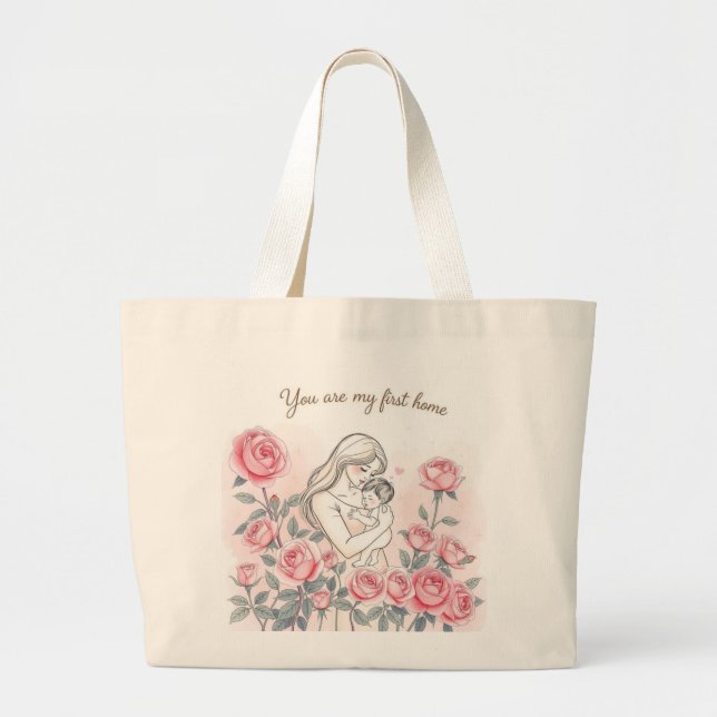 Grand Tote Bag Reste Sauvage, Lune | Tot de jardin de minuit (Devant)