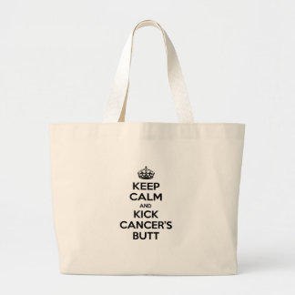 Grand Tote Bag Restez calme et secouez le coeur du cancer