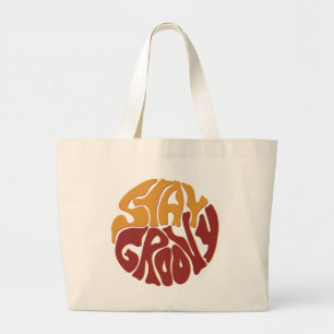 Grand Tote Bag Restez Super avec un peu de rouge et de jaune