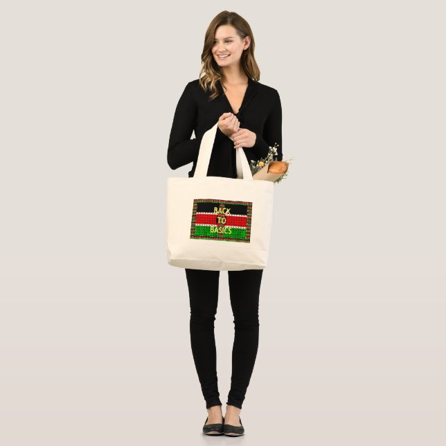 Grand Tote Bag Retour aux bases : Kenya Drapeau Thème de la cultu (Devant (modèle))