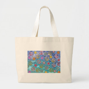 Grand Tote Bag Retro 60s paisible Vagues d'océan Cadeaux