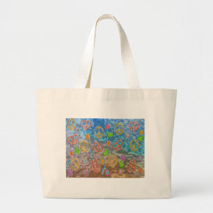 Grand Tote Bag Retro 60s paisible Vêtements de vie océanique Cade