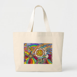 Grand Tote Bag Retro 60s Psychedelic Sunshine Aigle Cadeaux