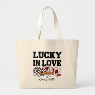 Grand Tote Bag Retro Chanceux en Amour Vegas Enterrement de Vie d
