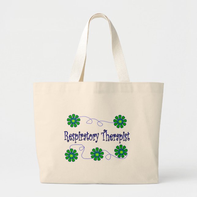 Grand Tote Bag Rétro conception de fleurs de thérapeute (Devant)