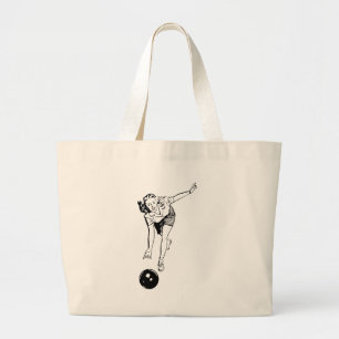 Grand Tote Bag Rétro femme vintage noire et du blanc Dix de Pin