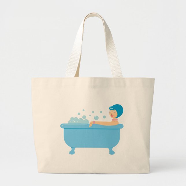 Grand Tote Bag Rétro fille de bain moussant (Devant)