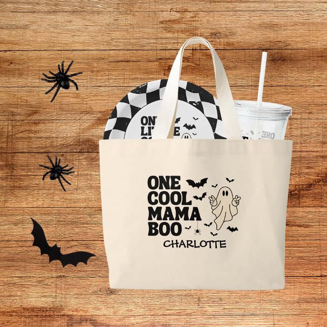 Grand Tote Bag Retro Ghost One Halloween Boy 1st Birthday (Créateur téléchargé)
