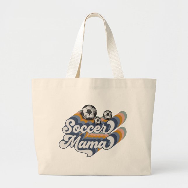 Grand Tote Bag Retro Soccer Mama Sublimation Design, Football (Devant)