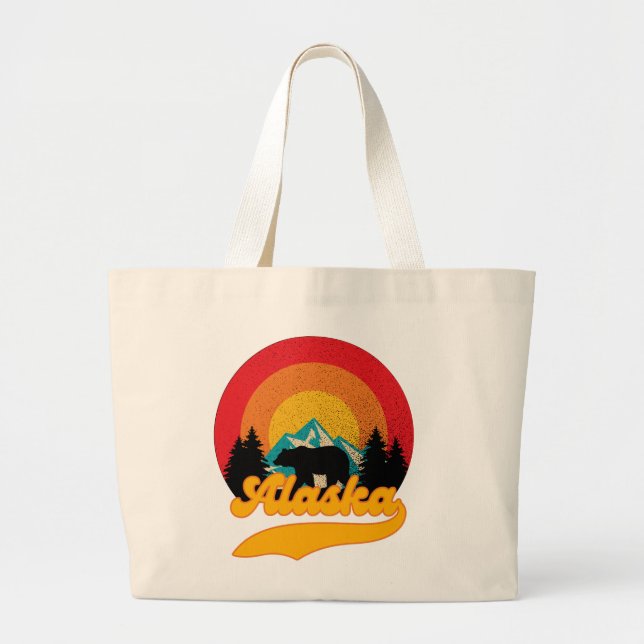 Grand Tote Bag Retro Sunset Alaska Juneau Bear Mountains Wild AK (Devant)