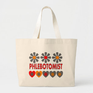Grand Tote Bag RÉTRO T-shirt de fleurs de Phlebotomist