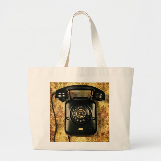 Grand Tote Bag Rétro téléphone (Devant)