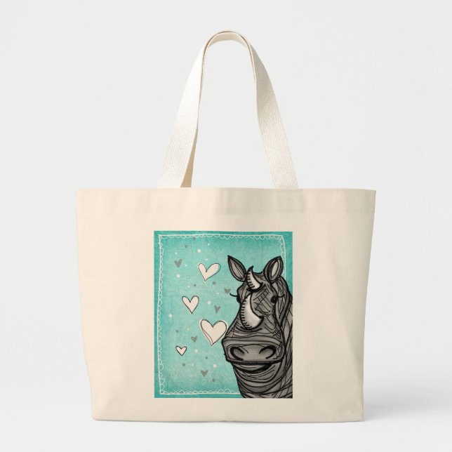 Grand Tote Bag rhinocéros d'amour (Devant)