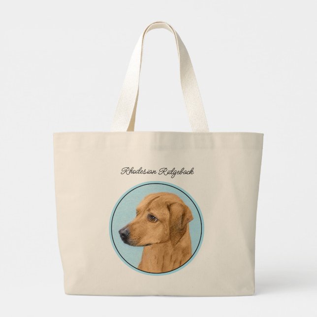 Grand Tote Bag Rhodesian Ridgeback Peinture Red Wheaten Chien Art (Dos)