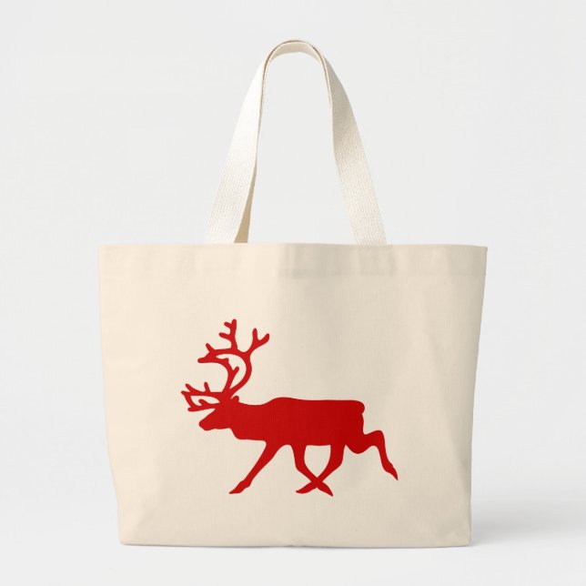 Grand Tote Bag Rindeer rouge / Silhouette caribou (Devant)