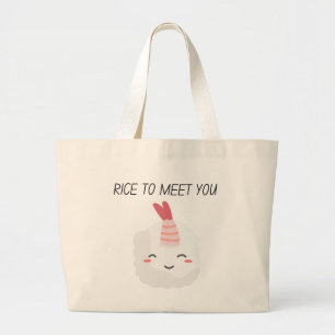 Grand Tote Bag Riz Pour Vous Rencontrer Kawaii Sushi