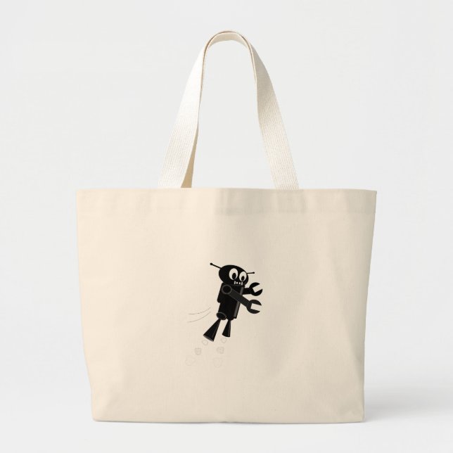 Grand Tote Bag Robot volant noir (Devant)